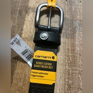Carhartt Womens Black Saddle Leather Basketweave Belt Size Small